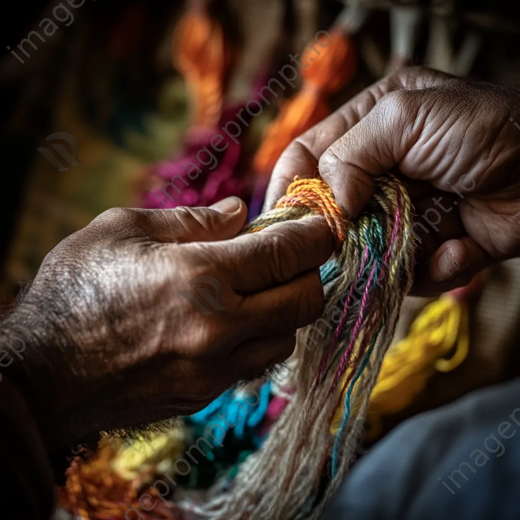 Artisan hand-weaving a decorative rope piece - Image 4