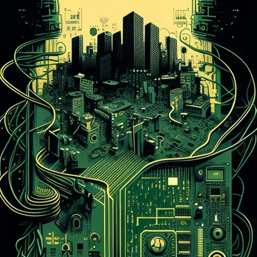 Abstract cityscape of connectivity on a computer motherboard - Image 2