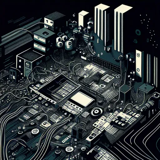 Abstract cityscape of connectivity on a computer motherboard - Image 4