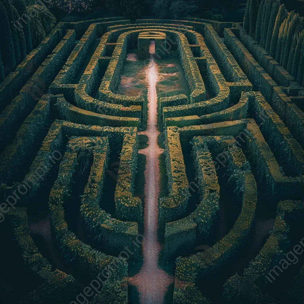 Symmetrical garden maze with hedges - Image 1