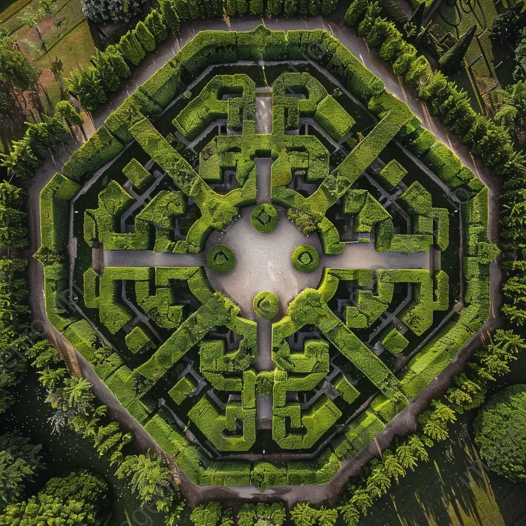 Symmetrical garden maze with hedges - Image 2