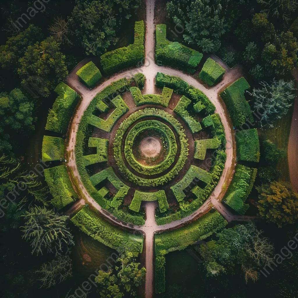 Symmetrical garden maze with hedges - Image 3