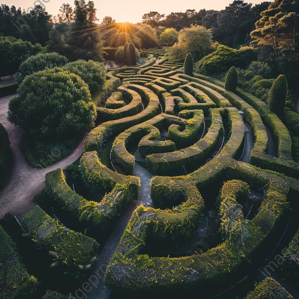 Symmetrical garden maze with hedges - Image 4