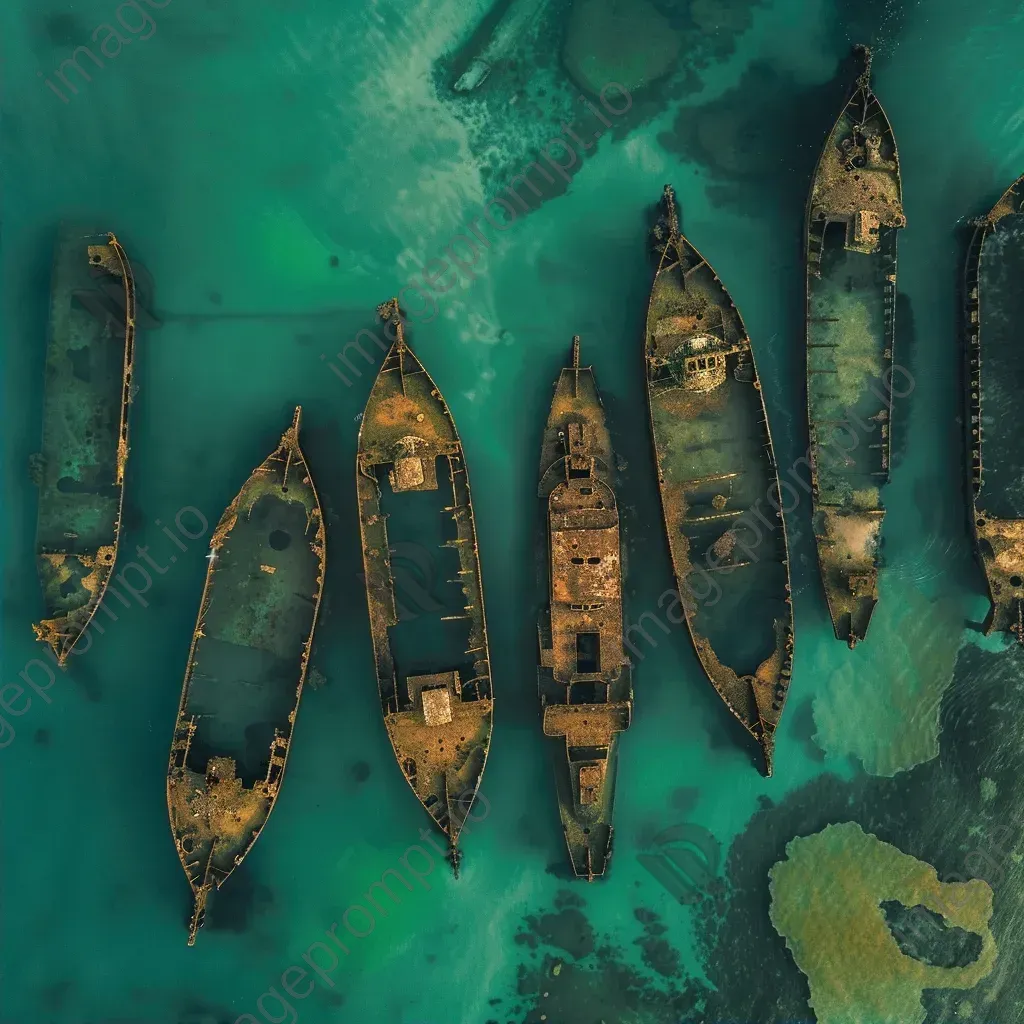 Shipwreck graveyard with sunken vessels underwater - Image 2