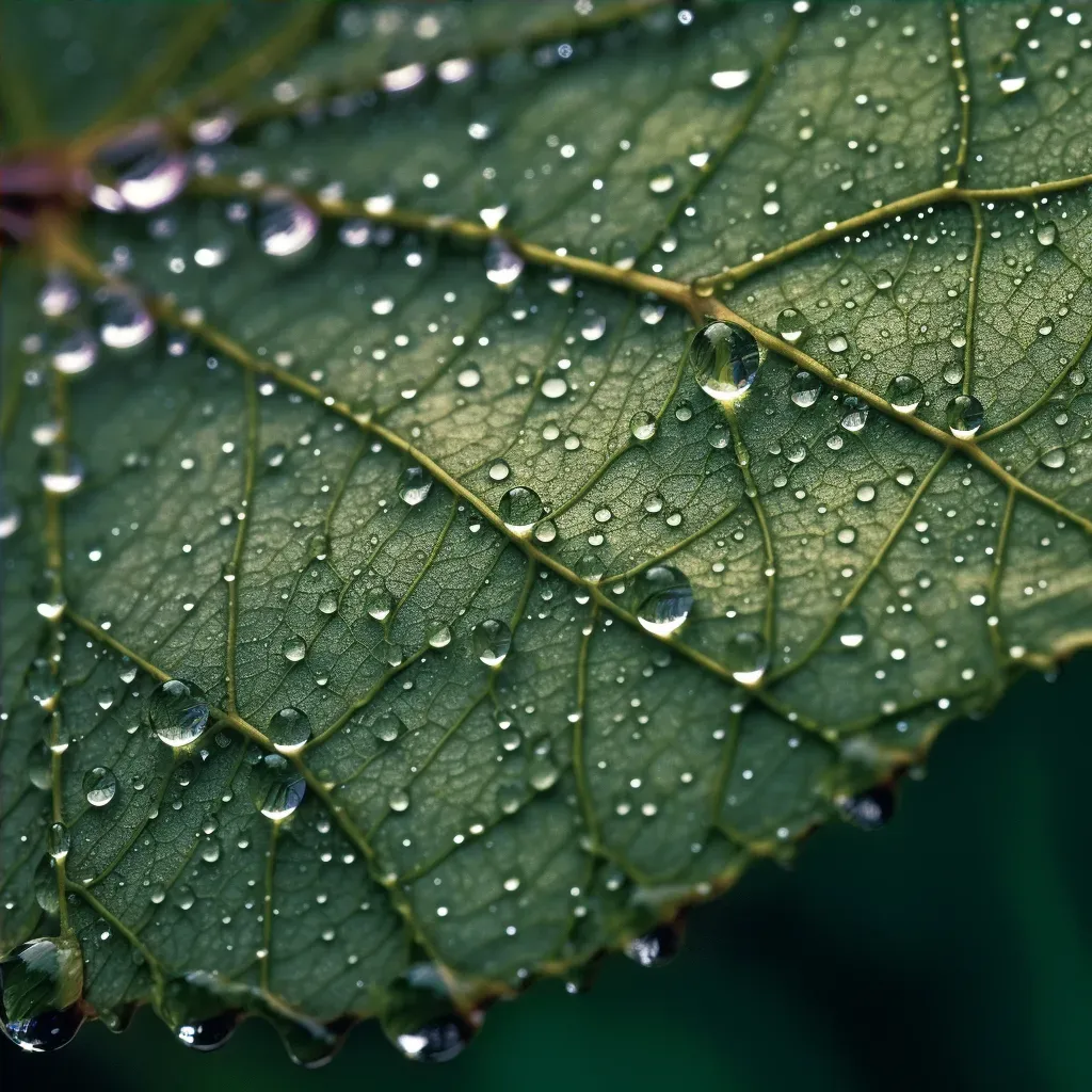 Microscopic view of leaf surface with dewdrops - Image 4