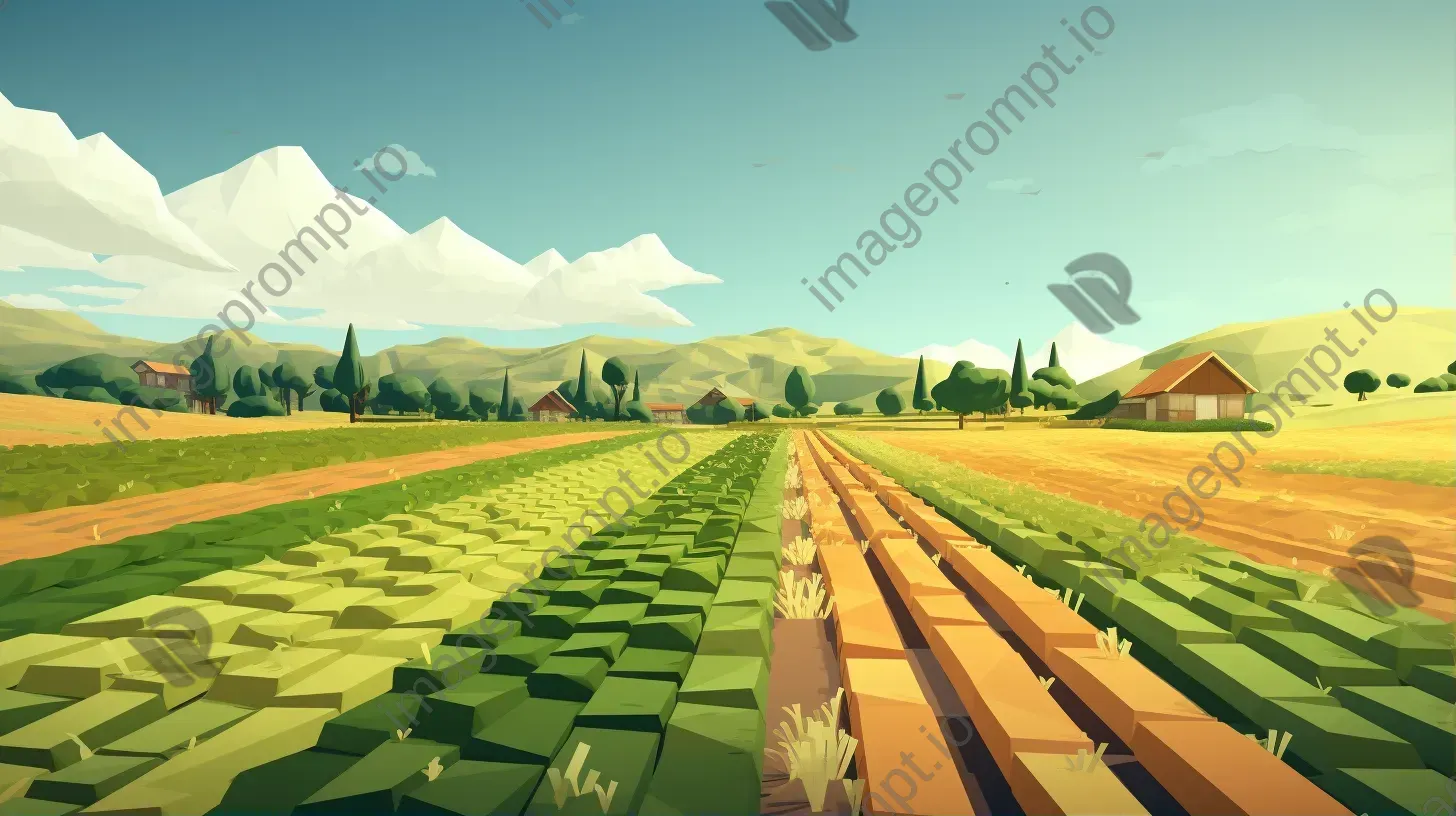 Polygonal depiction of a serene farming field - Image 1