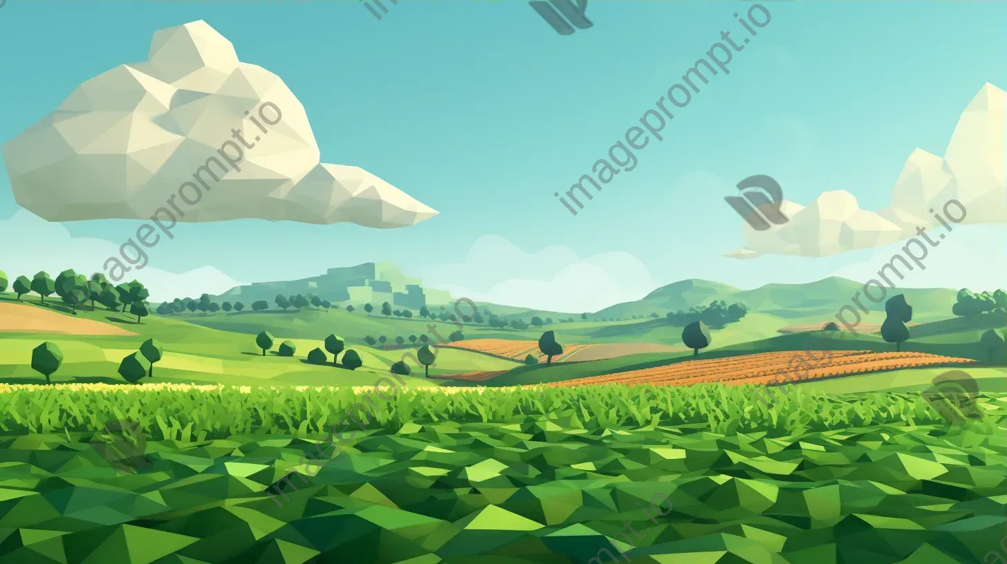 Polygonal depiction of a serene farming field - Image 3