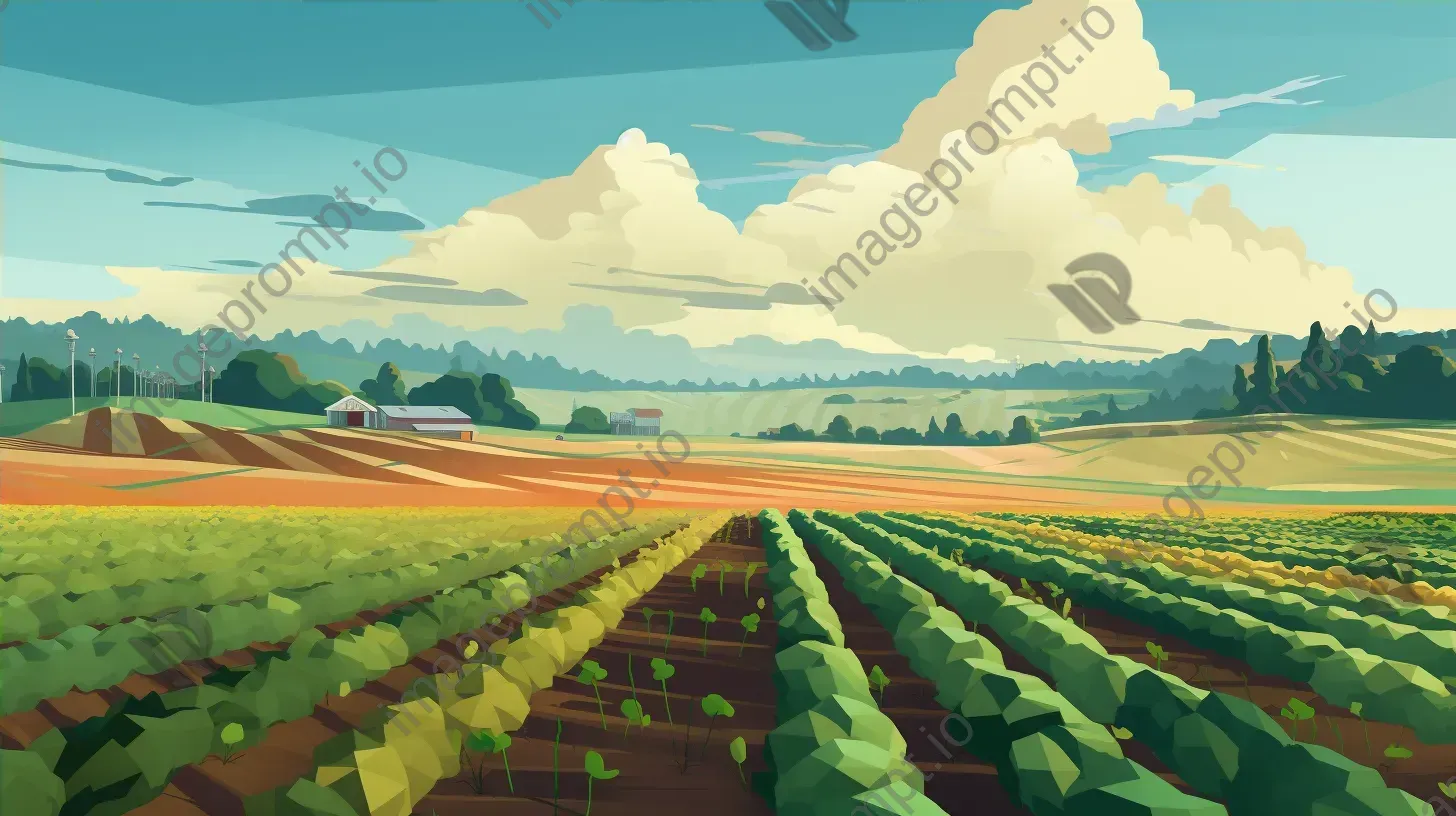 Polygonal depiction of a serene farming field - Image 4