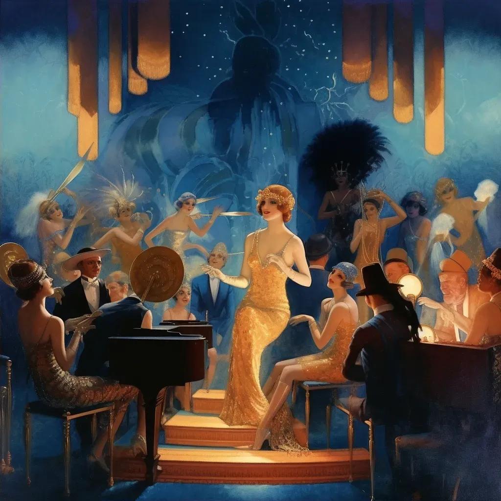 Image of a classic 1920s speakeasy scene with flapper dresses and jazz musicians - Image 2