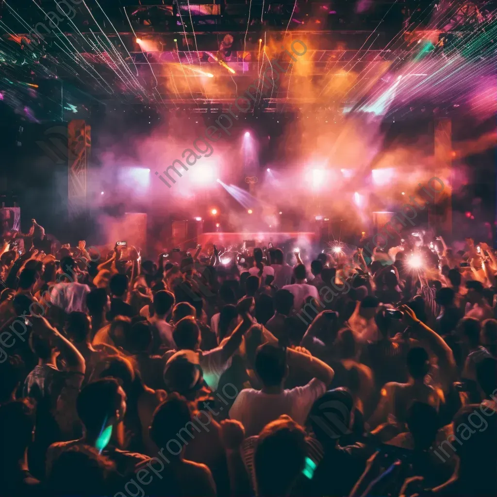 Nightclub with DJ, laser lights, and dancing crowd - Image 1