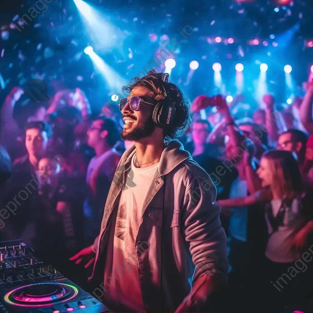 Nightclub with DJ, laser lights, and dancing crowd - Image 2