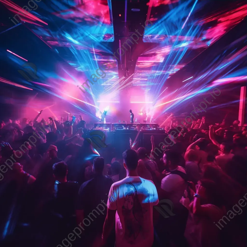 Nightclub with DJ, laser lights, and dancing crowd - Image 3