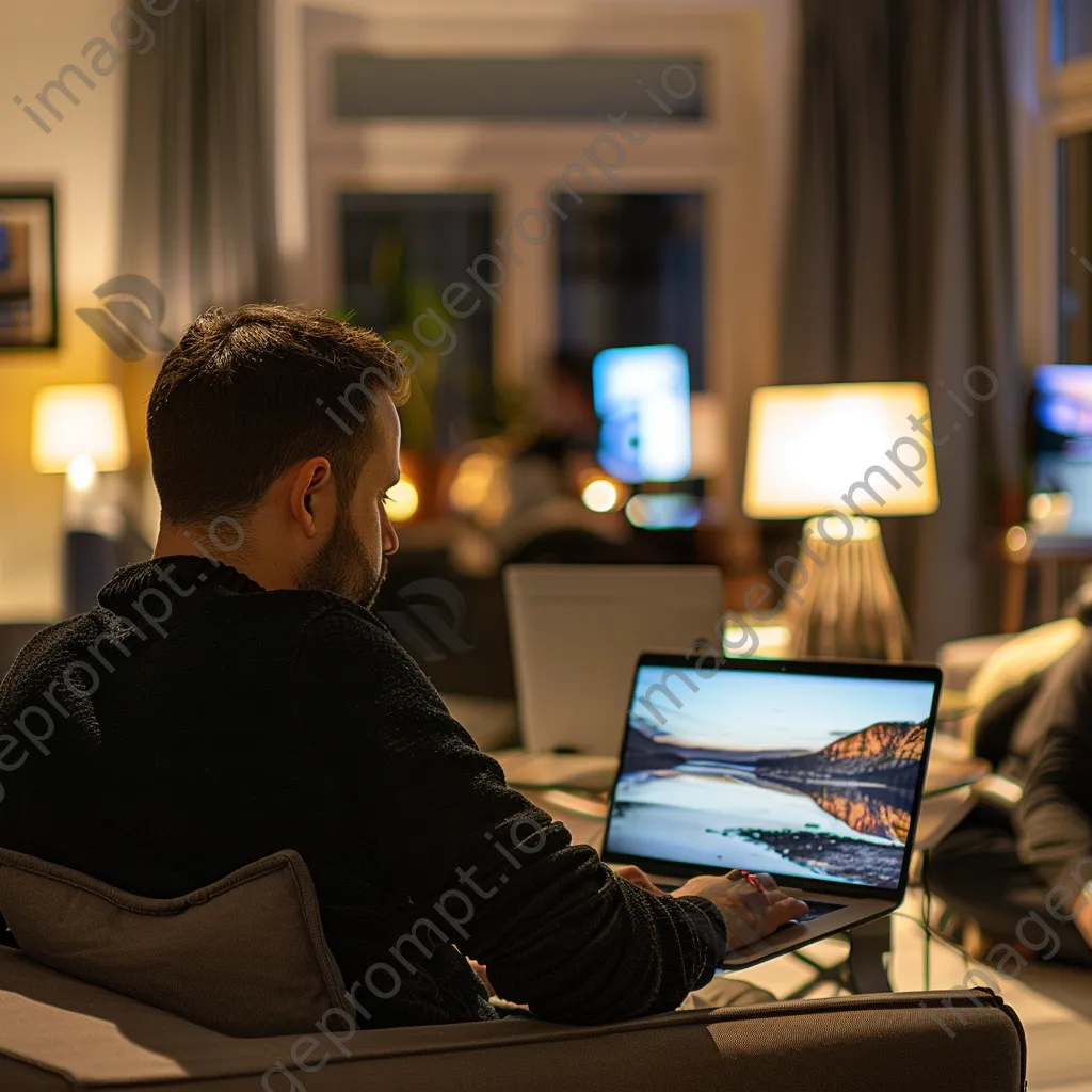 Professionals in a virtual networking session using laptops - Image 1