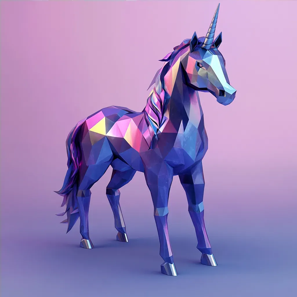 Sparkling ethereal low poly unicorn with art deco hints - Image 4