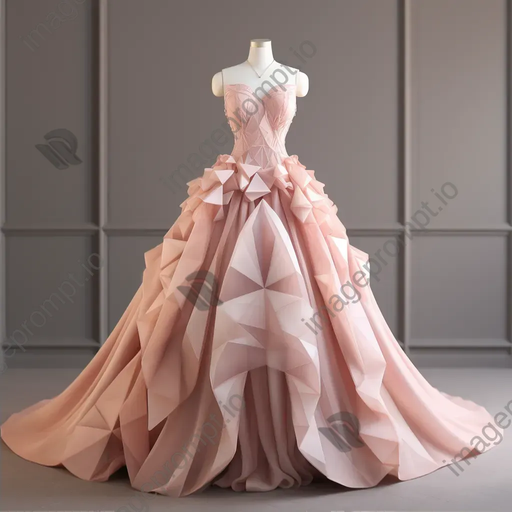 Ballerina pink, low poly ball gown detailed with geometric petals - Image 2