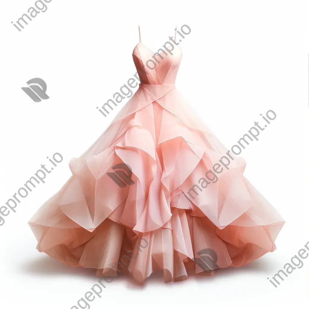 Ballerina pink, low poly ball gown detailed with geometric petals - Image 3