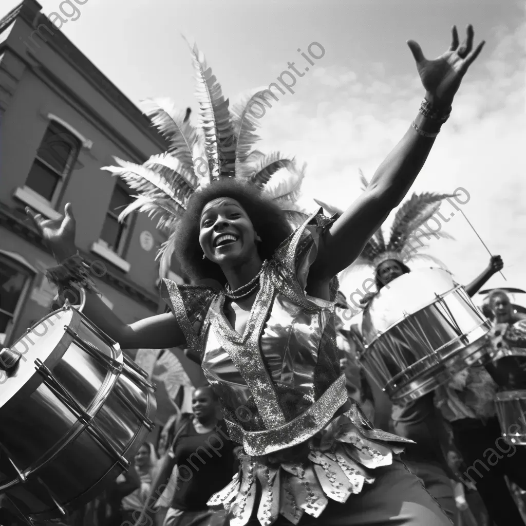 Image of a vibrant carnival with steel drums and dancers in colorful costumes - Image 2