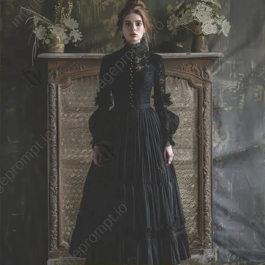 Edwardian era fashion long skirts and high collars - Image 2