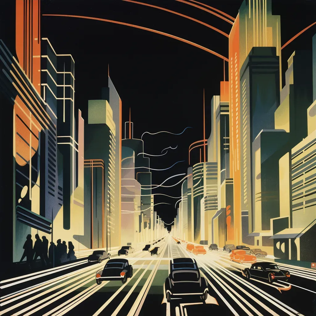 Cityscape with speeding cars and illuminated trails - Image 3