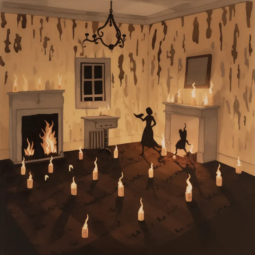 Room lit by candlelight with shadows dancing in cozy ambiance - Image 1