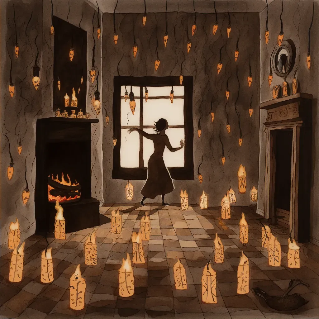 Room lit by candlelight with shadows dancing in cozy ambiance - Image 2