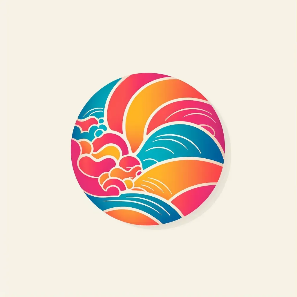 Logo with colorful beach ball in orange and pink colors - Image 1