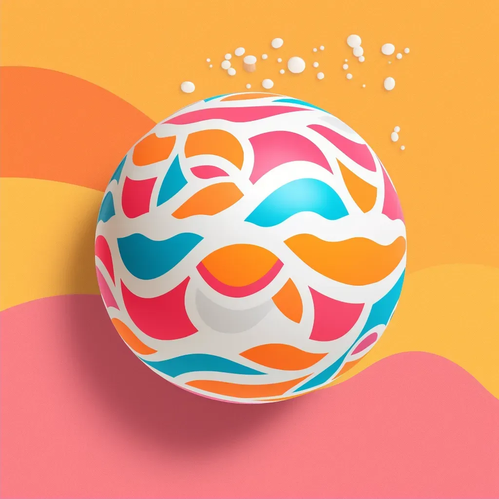 Logo with colorful beach ball in orange and pink colors - Image 2