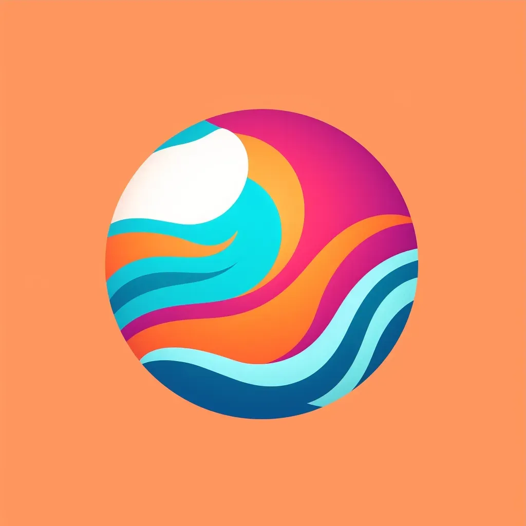 Logo with colorful beach ball in orange and pink colors - Image 3