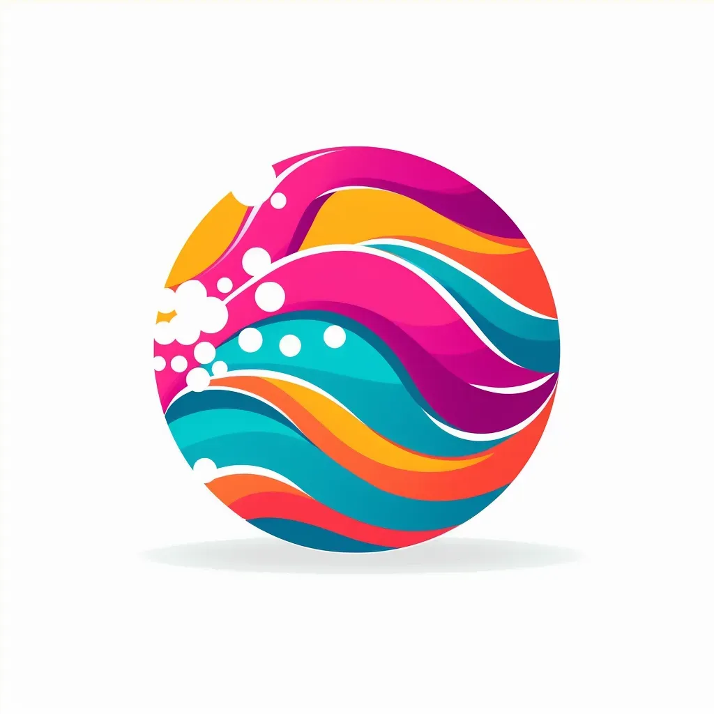 Logo with colorful beach ball in orange and pink colors - Image 4