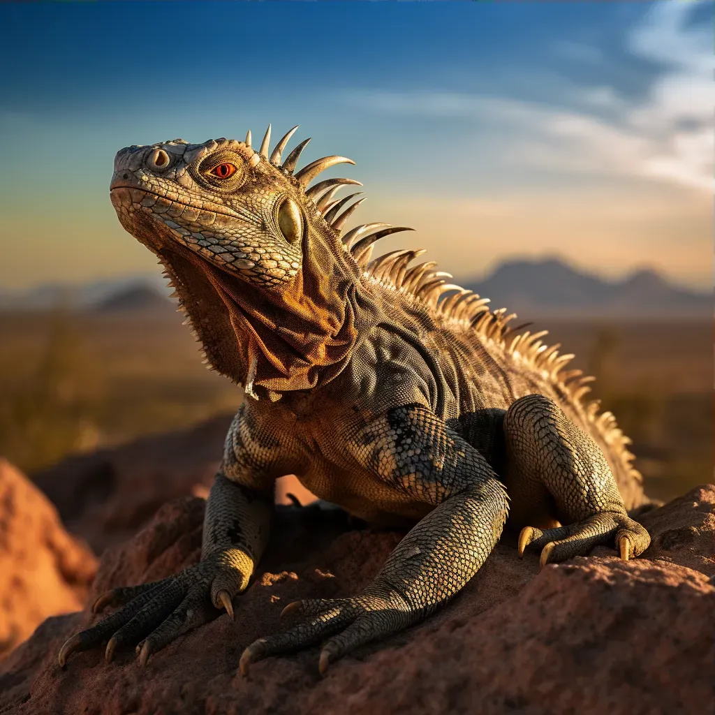 Majestic iguana perched on a rocky cliff in the desert - Image 3