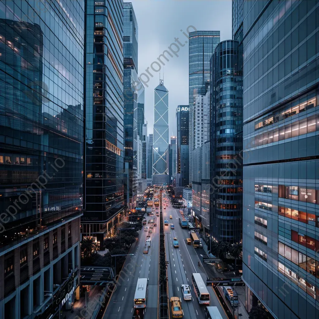 Urban cityscape with towering skyscrapers and busy streets below - Image 3