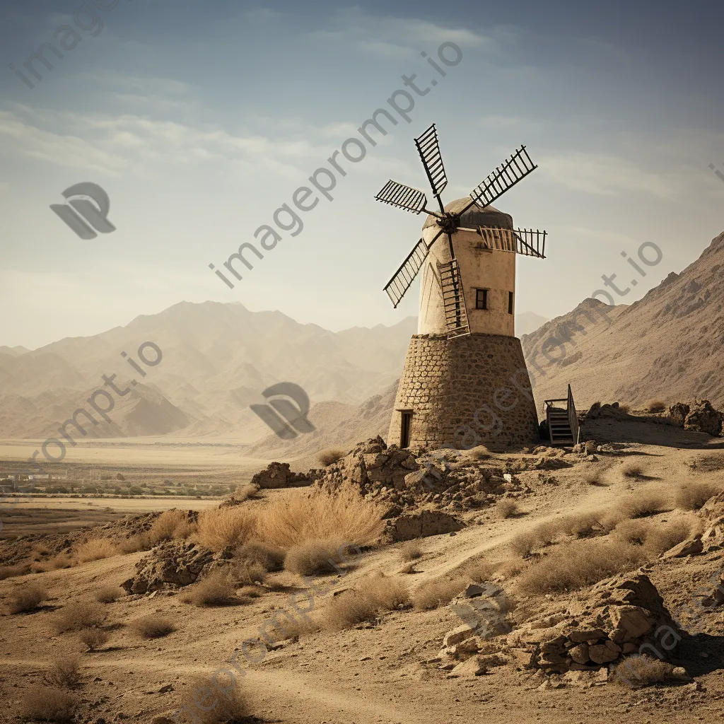 Ancient Persian windmill in arid landscape - Image 2