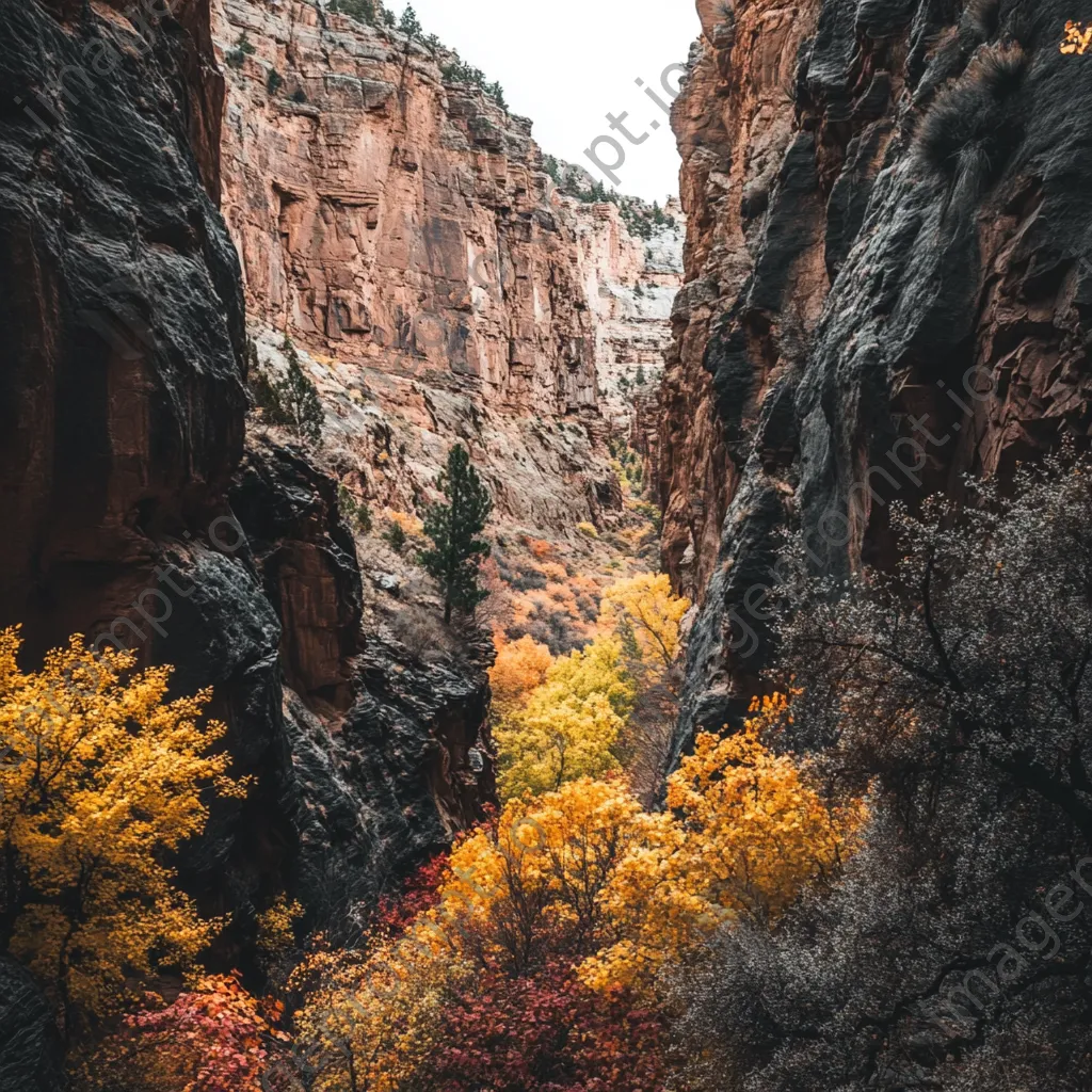 Canyon with autumn foliage and rock formations - Image 3