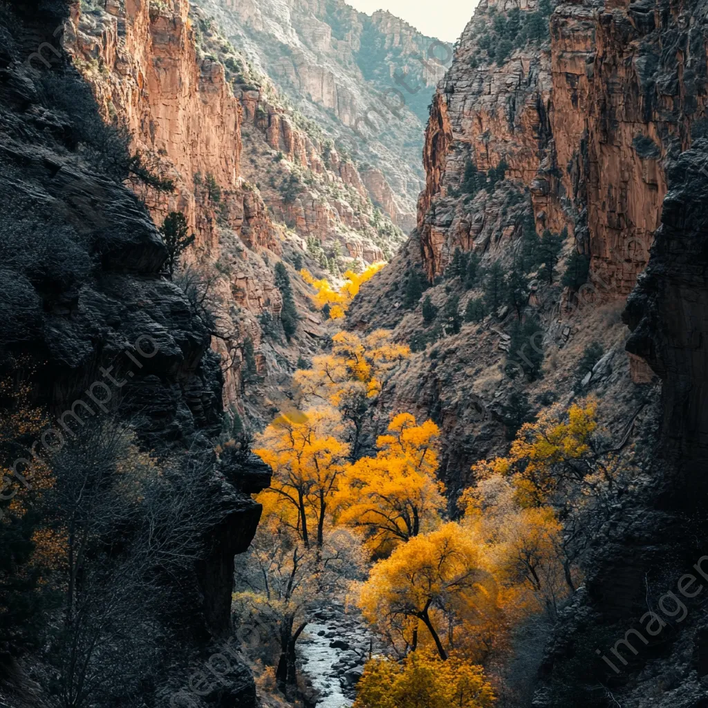 Canyon with autumn foliage and rock formations - Image 4