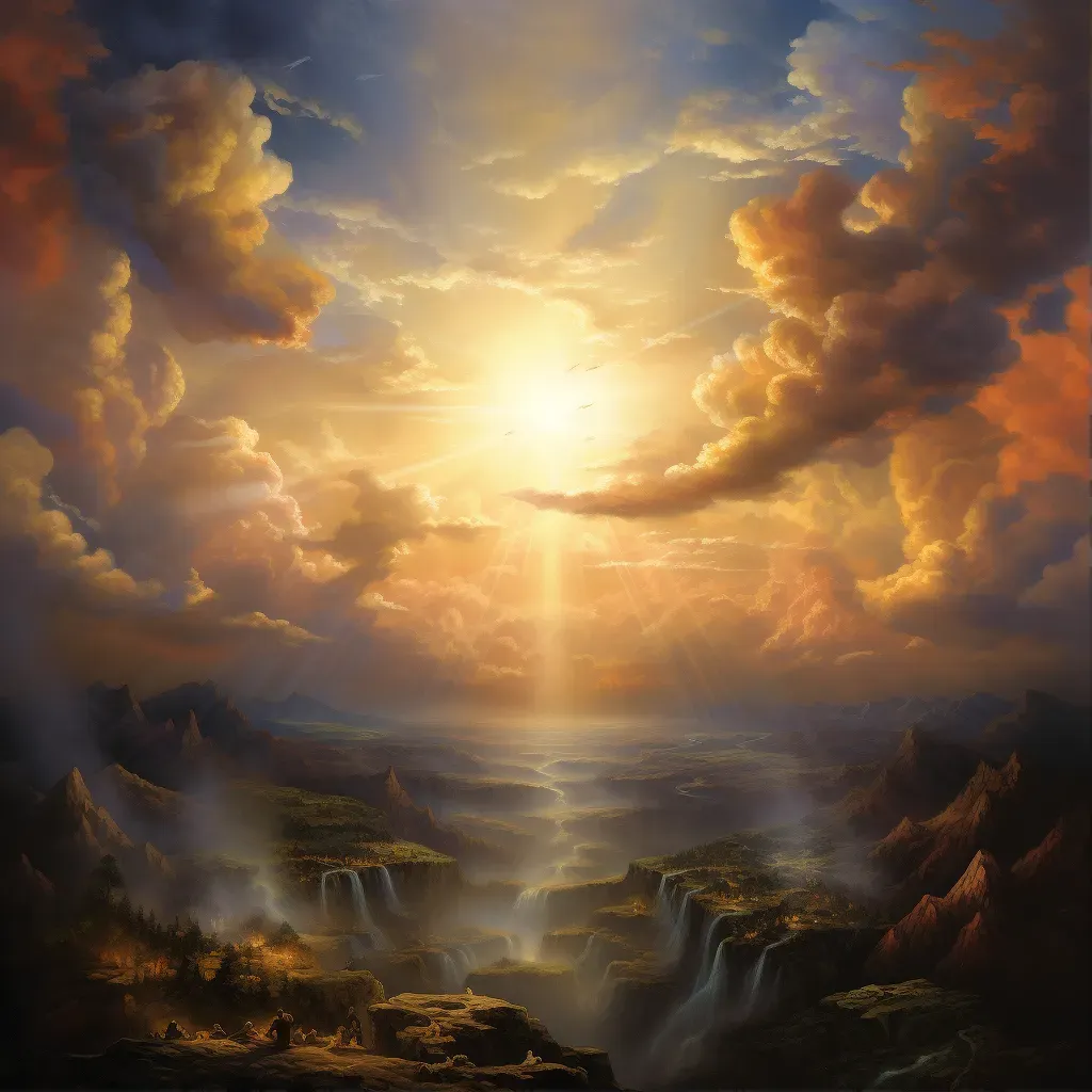 Image showing first sunrise with golden rays piercing through clouds - Image 1