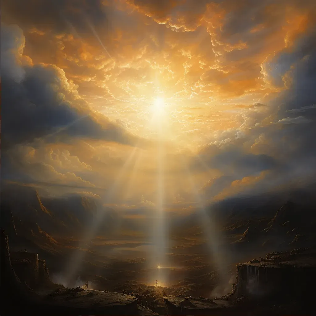 Image showing first sunrise with golden rays piercing through clouds - Image 2