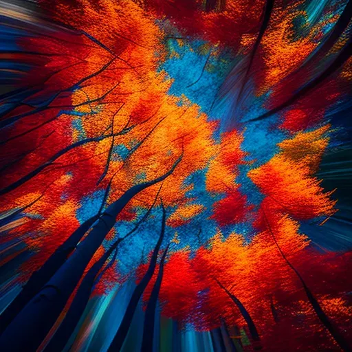 Vibrant autumn forest with colorful leaves against blue sky - Image 3