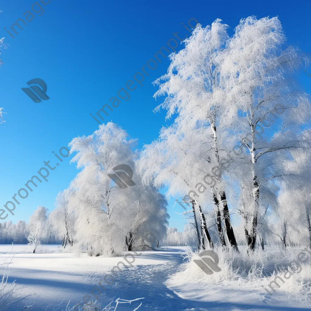 Frosted trees in front of a glacial landscape - Image 1