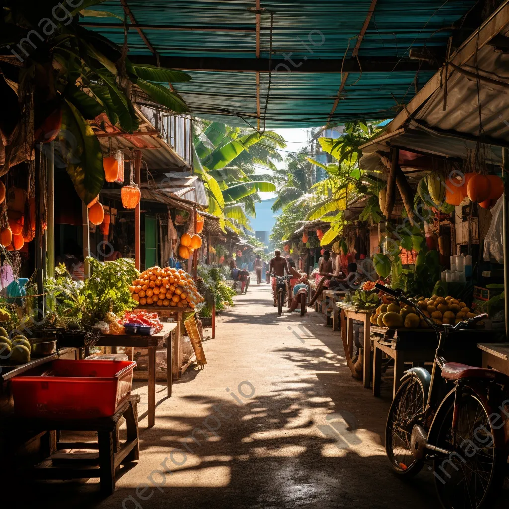 Local marketplace with fresh fruits and handicrafts on a tropical island - Image 2