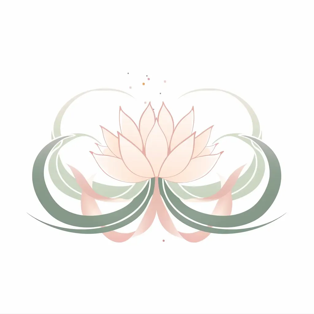 Yoga studio logo with lotus flower and ribbon in pastel colors - Image 1