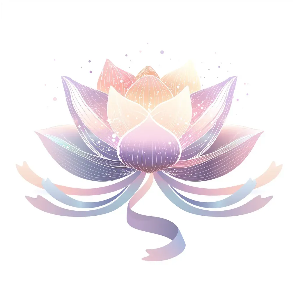 Yoga studio logo with lotus flower and ribbon in pastel colors - Image 2