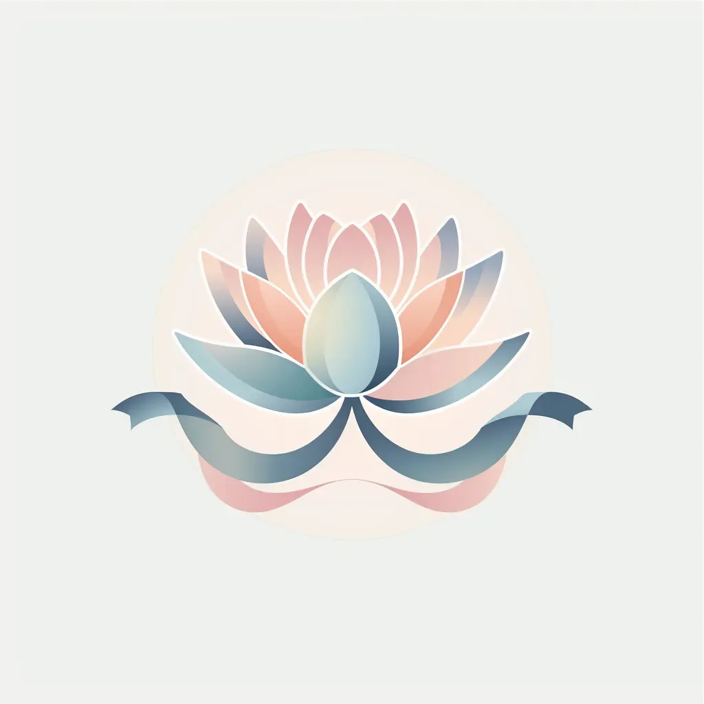 Yoga studio logo with lotus flower and ribbon in pastel colors - Image 3