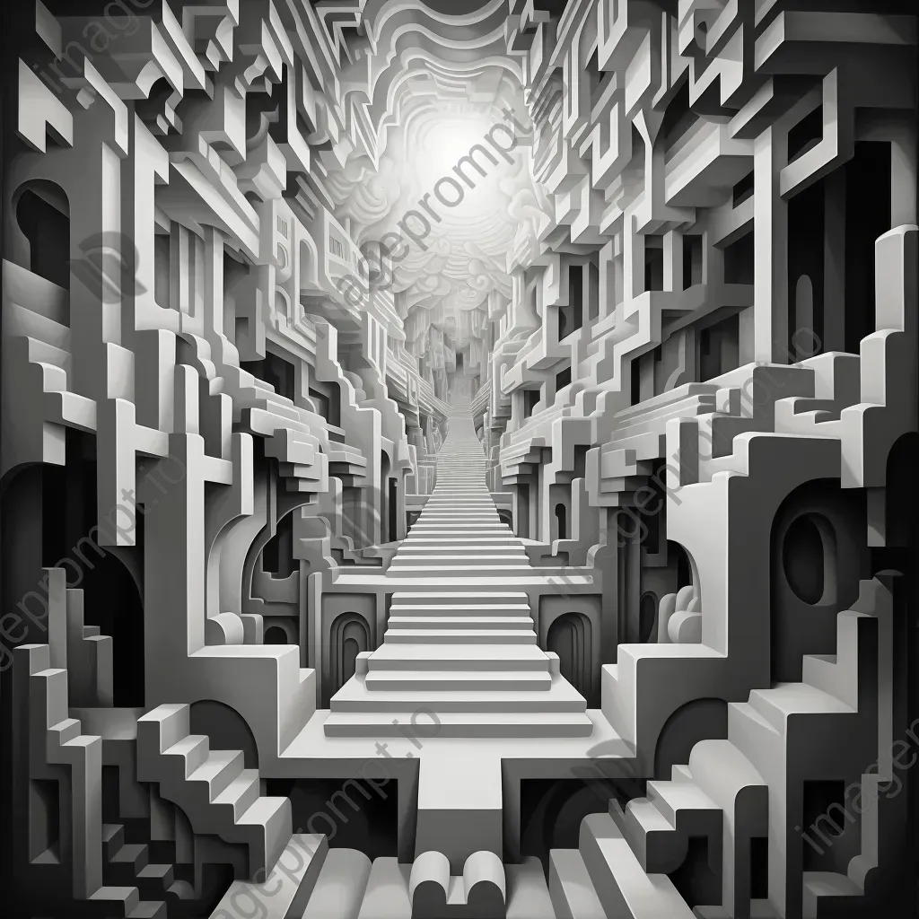 Low Poly optical illusion in grayscale gradient - Image 1