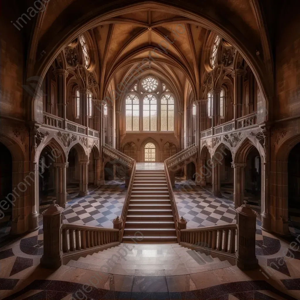 Symmetrical historic castle staircase - Image 2