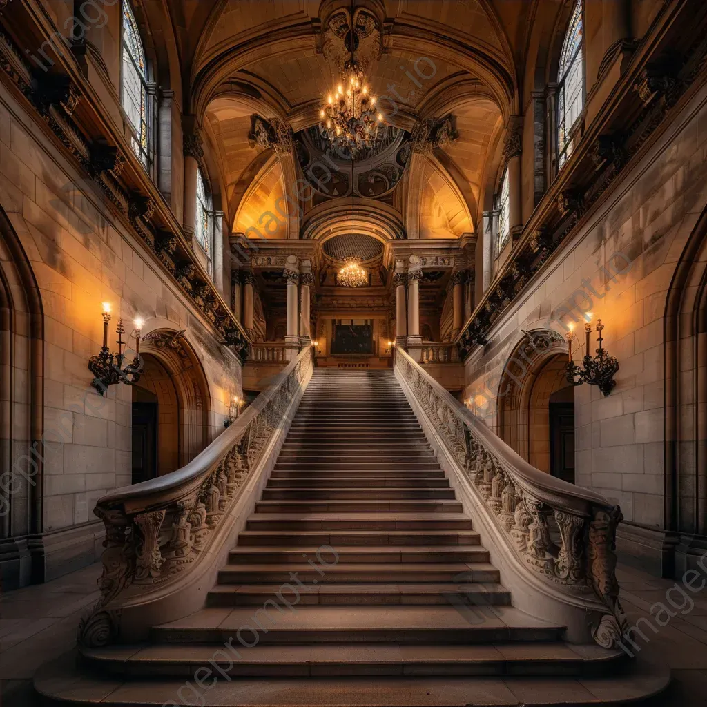 Symmetrical historic castle staircase - Image 4