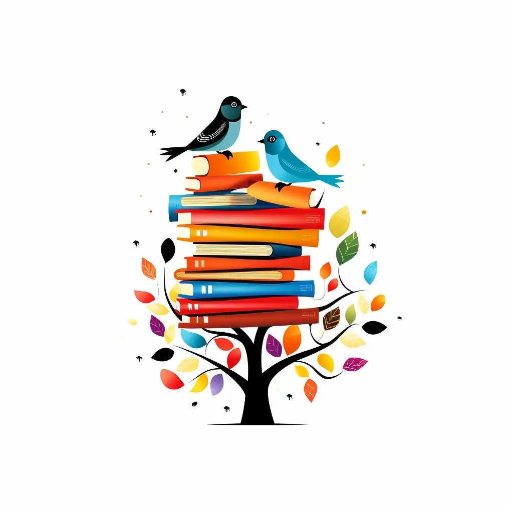 Whimsical Book Stack Logo for Online Bookstore