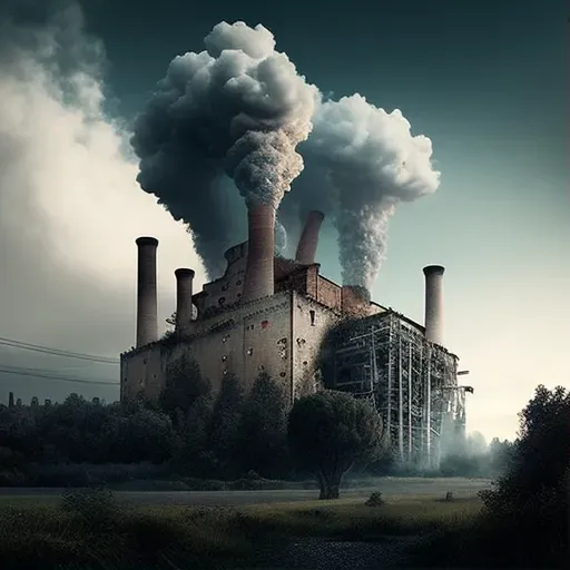 Power plant releasing emissions into atmosphere symbolizing air pollution - Image 1