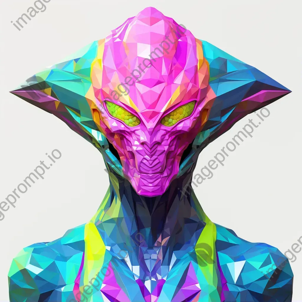 Low-poly alien creature in neon colors - Image 1