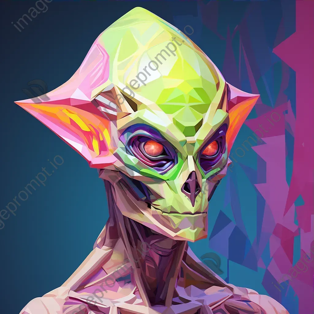 Low-poly alien creature in neon colors - Image 3