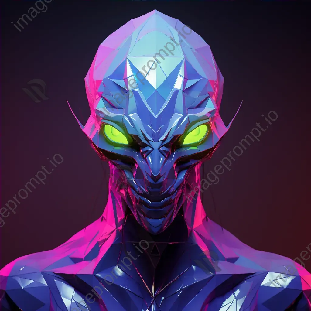 Low-poly alien creature in neon colors - Image 4